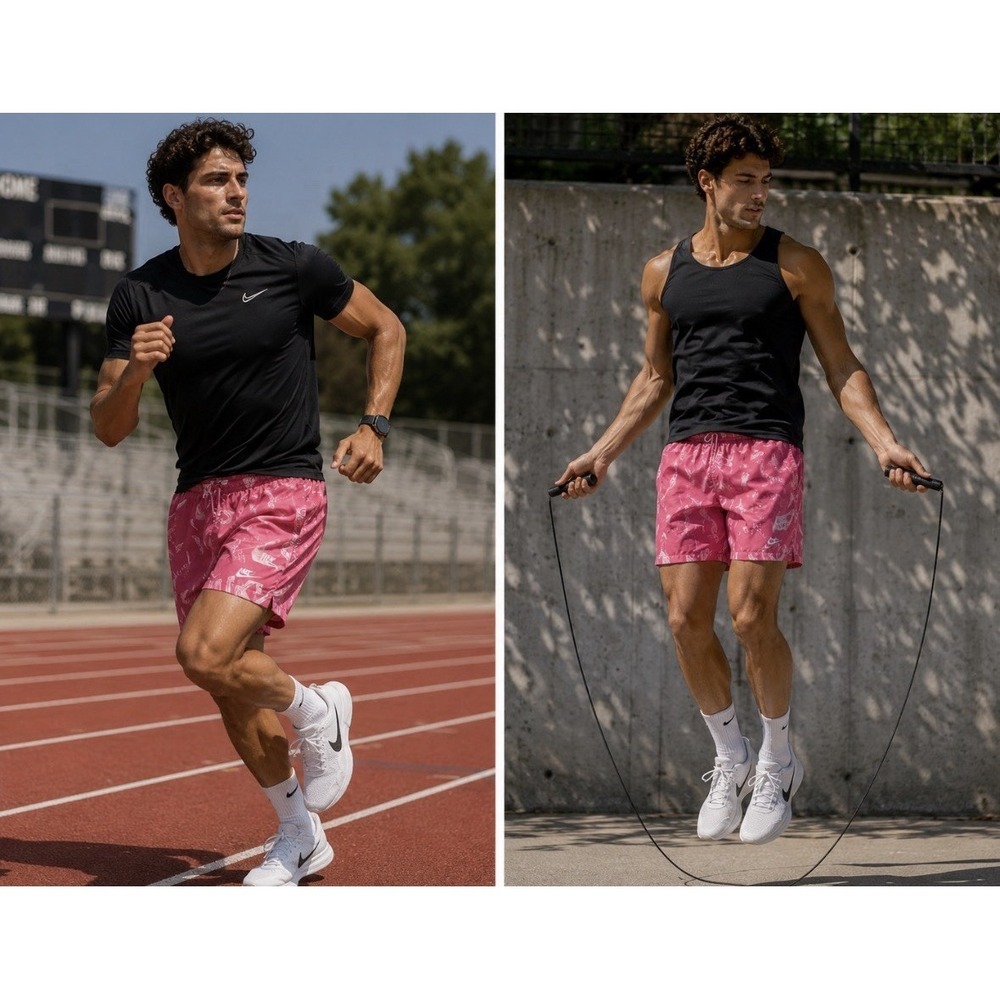 Nike Sportswear Pink Just Do It All Over Print NSW Woven Flow Shorts Sz XL